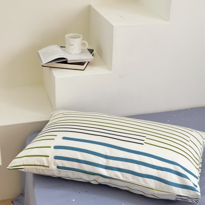 91家纺网 家纺一手货源 找家纺 昔可家纺 2023新款北欧风全棉四件套 塞纳蓝