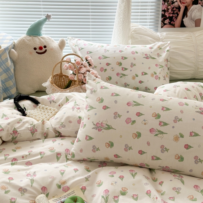 91家纺网 家纺一手货源 找家纺 昔可 2023新款学生季卡通普通款四件套 花蜜小兔