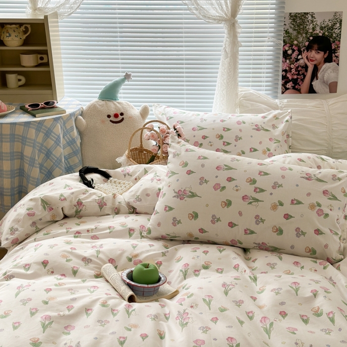 91家纺网 家纺一手货源 找家纺 昔可 2023新款学生季卡通普通款四件套 花蜜小兔