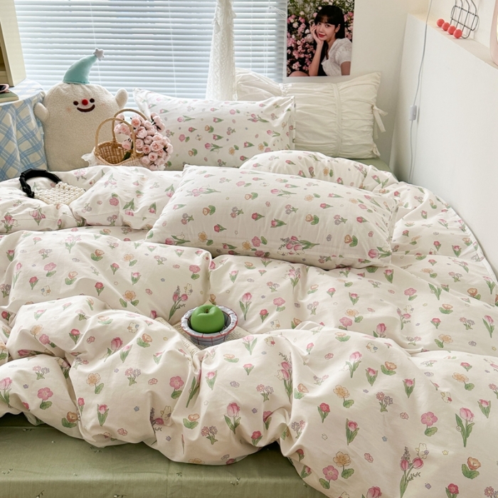 91家纺网 家纺一手货源 找家纺 昔可 2023新款学生季卡通普通款四件套 花蜜小兔