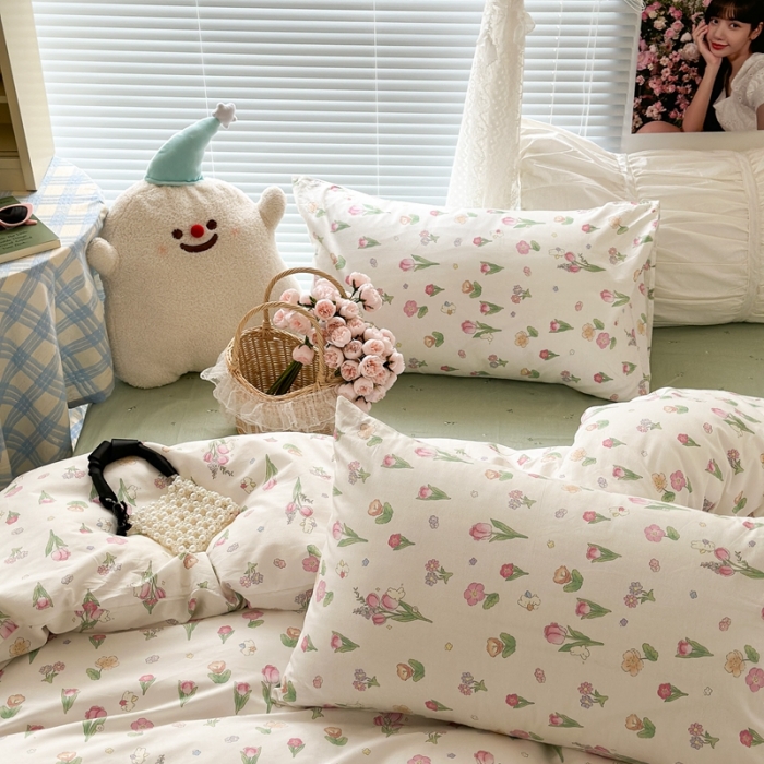 91家纺网 家纺一手货源 找家纺 昔可 2023新款学生季卡通普通款四件套 花蜜小兔