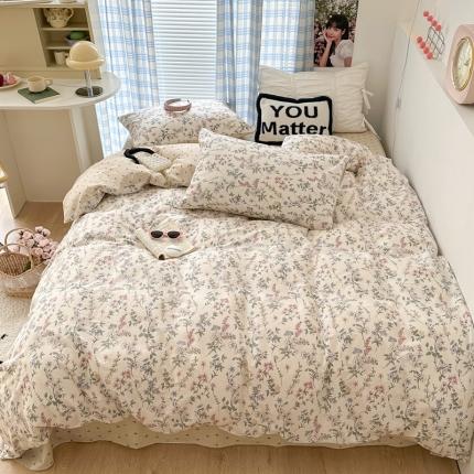 91家纺网 家纺一手货源 找家纺 昔可 2023新款学生季全棉四件套-小花系列 夏茉莉