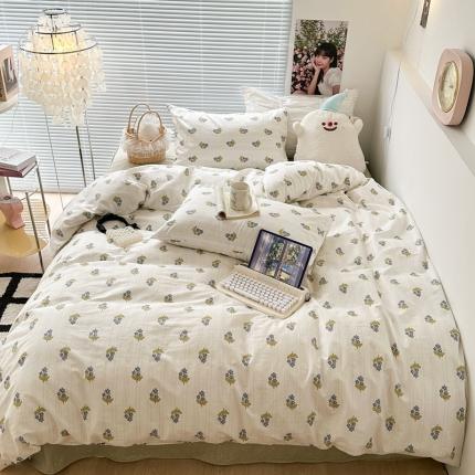 91家纺网 家纺一手货源 找家纺 昔可 2023新款学生季全棉四件套-小花系列 小兰花