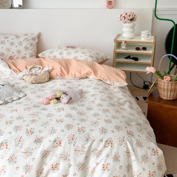 91家纺网 家纺一手货源 找家纺 （总）昔可 2023新款学生季全棉四件套-小花系列