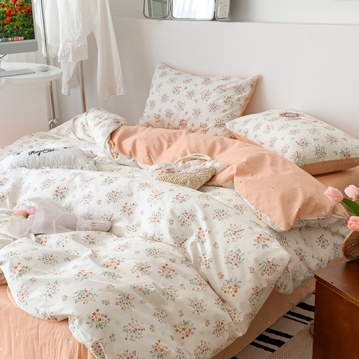 91家纺网 家纺一手货源 找家纺 （总）昔可 2023新款学生季全棉四件套-小花系列