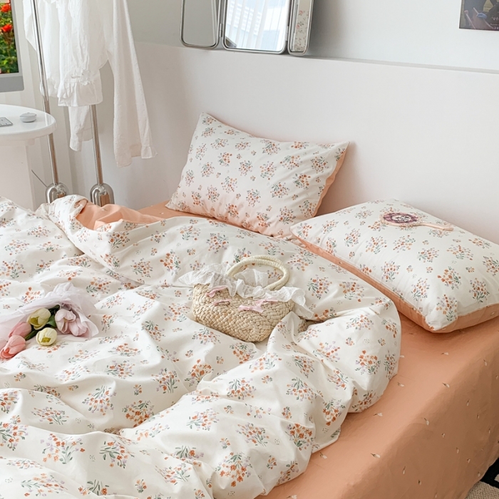 91家纺网 家纺一手货源 找家纺 （总）昔可 2023新款学生季全棉四件套-小花系列
