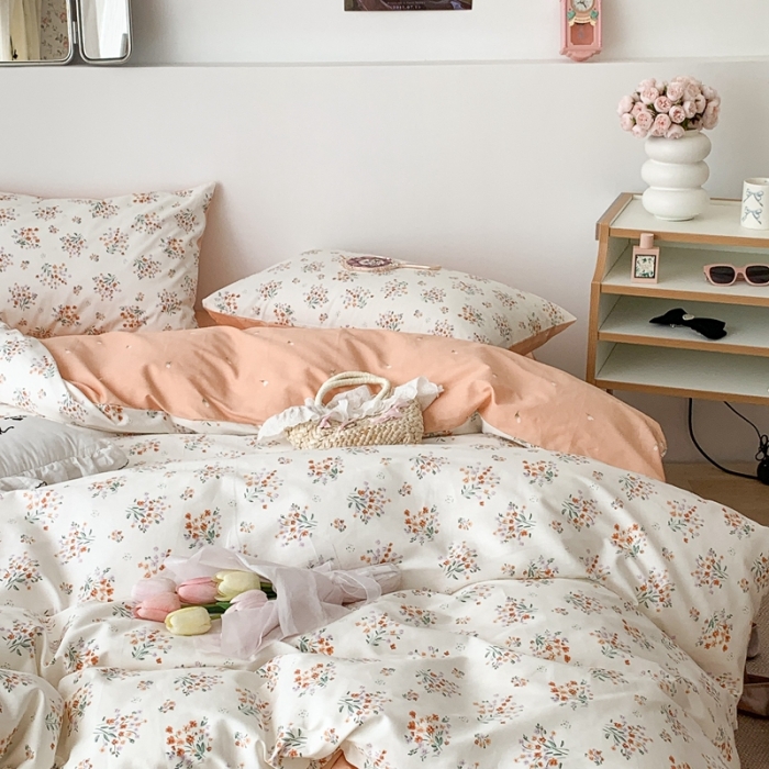 91家纺网 家纺一手货源 找家纺 （总）昔可 2023新款学生季全棉四件套-小花系列