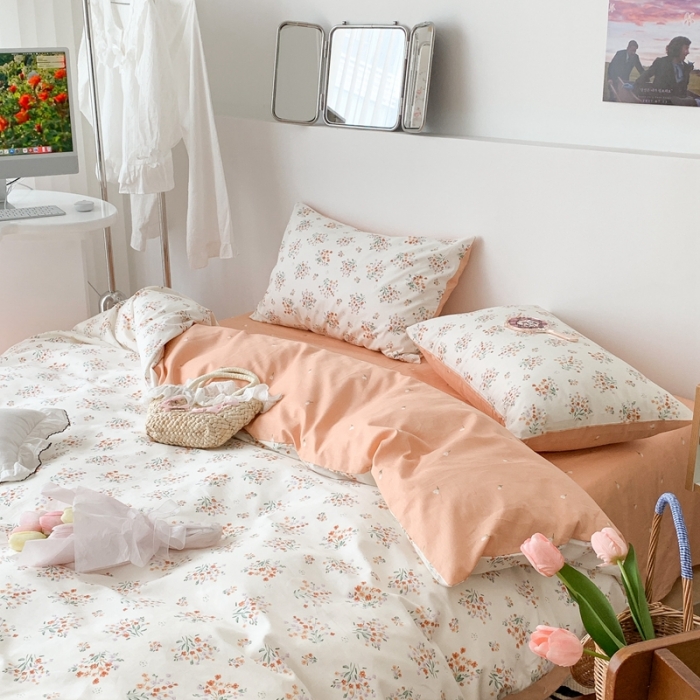 91家纺网 家纺一手货源 找家纺 昔可 2023新款学生季全棉四件套-小花系列 柏林少女