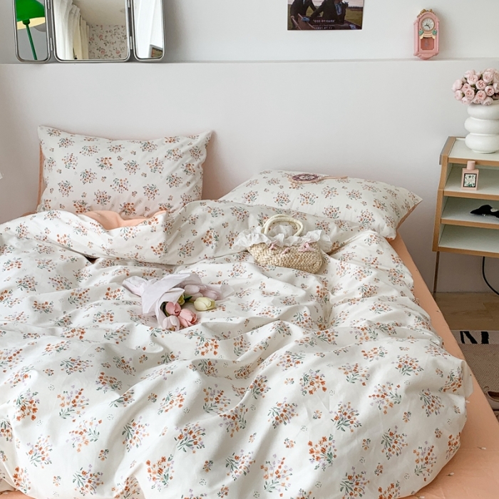91家纺网 家纺一手货源 找家纺 昔可 2023新款学生季全棉四件套-小花系列 柏林少女