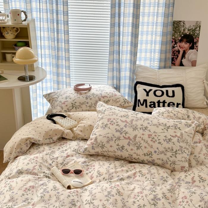 91家纺网 家纺一手货源 找家纺 昔可 2023新款学生季全棉四件套-小花系列 夏茉莉