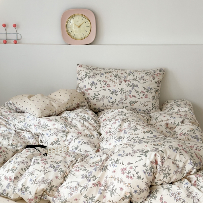 91家纺网 家纺一手货源 找家纺 昔可 2023新款学生季全棉四件套-小花系列 夏茉莉