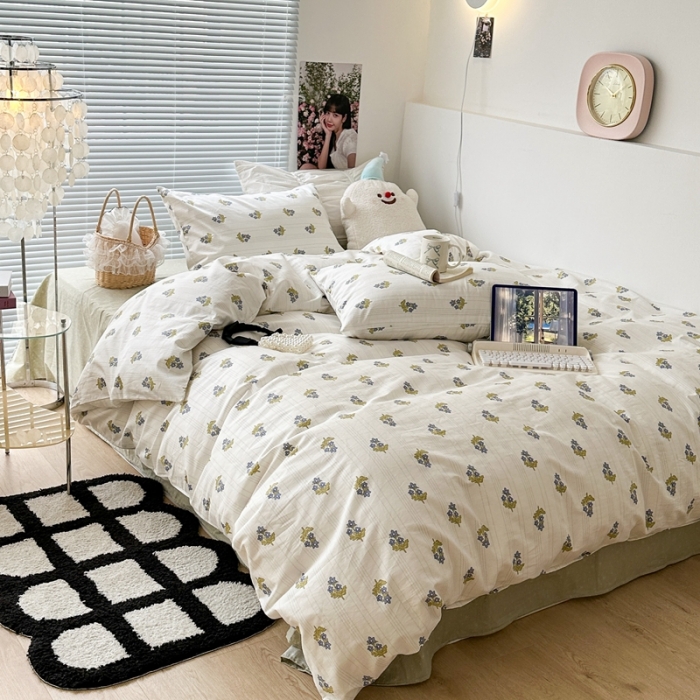 91家纺网 家纺一手货源 找家纺 昔可 2023新款学生季全棉四件套-小花系列 小兰花