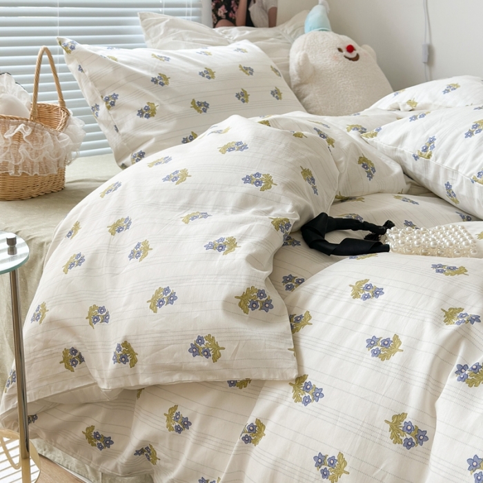 91家纺网 家纺一手货源 找家纺 昔可 2023新款学生季全棉四件套-小花系列 小兰花