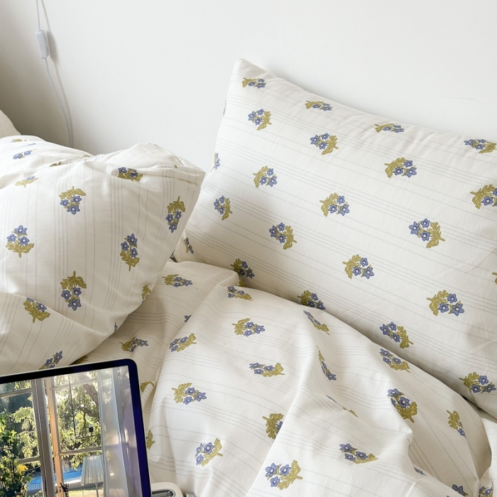 91家纺网 家纺一手货源 找家纺 昔可 2023新款学生季全棉四件套-小花系列 小兰花