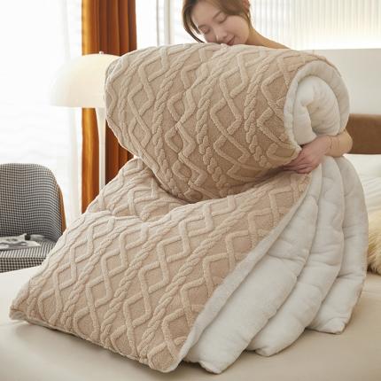 91家纺网 家纺一手货源 找家纺 牛魔王 2023新款加厚塔芙绒冬被牛奶绒羊羔绒被子北极绒被芯 卡其色