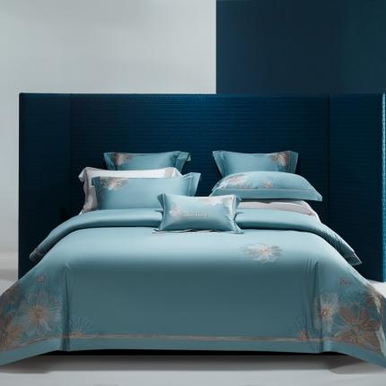 91家纺网 家纺一手货源 找家纺 （总）高大尚 2023新款长绒棉高端绣花四件套伊蓓尔