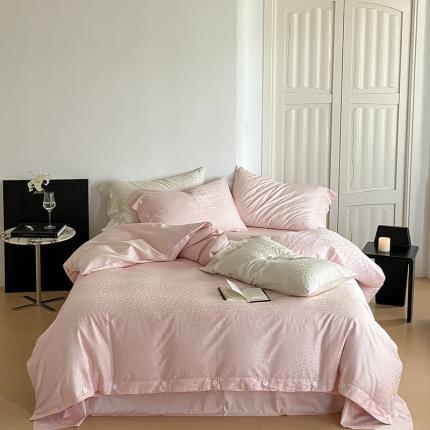 91家纺网 家纺一手货源 找家纺 华超针织 2023新款觅豹系列100支长绒棉提花四件套 觅豹粉