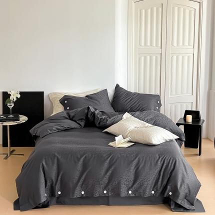 91家纺网 家纺一手货源 找家纺 华超针织 2023新款觅豹系列100支长绒棉提花四件套 觅豹灰