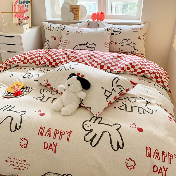 91家纺网 家纺一手货源 找家纺 澳萝拉 2023新款磨毛四件套-卡通系列 奶油小象