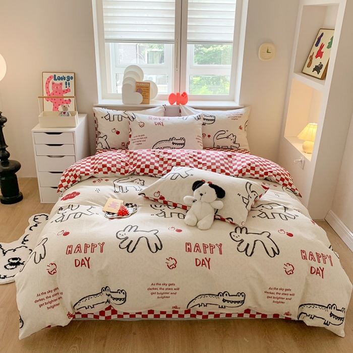 91家纺网 家纺一手货源 找家纺 澳萝拉 2023新款磨毛四件套-卡通系列 奶油小象