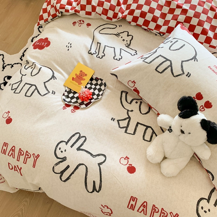 91家纺网 家纺一手货源 找家纺 澳萝拉 2023新款磨毛四件套-卡通系列 奶油小象