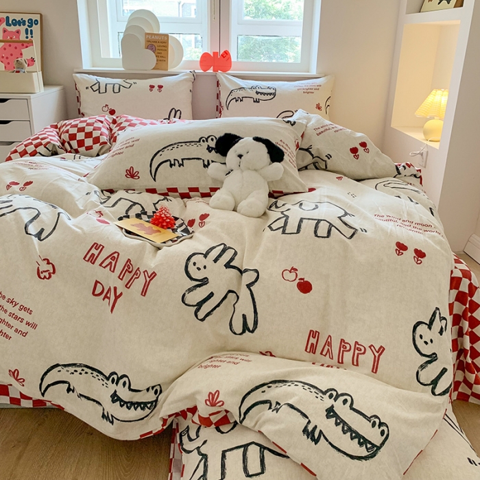 91家纺网 家纺一手货源 找家纺 澳萝拉 2023新款磨毛四件套-卡通系列 奶油小象