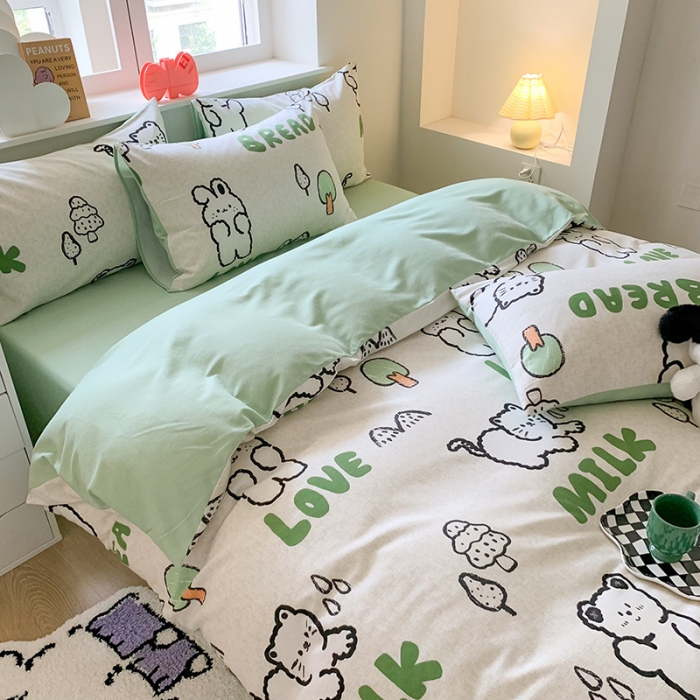 91家纺网 家纺一手货源 找家纺 澳萝拉 2023新款磨毛四件套-卡通系列 森林生活