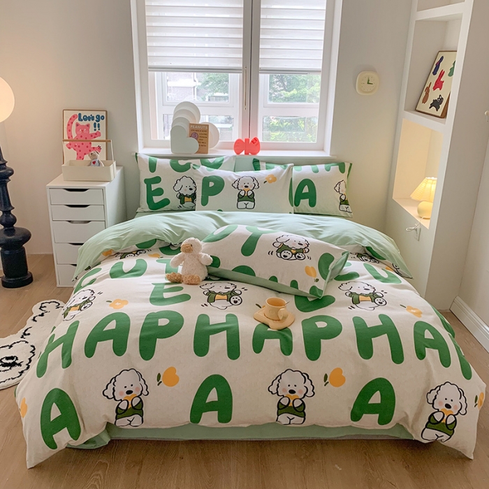 91家纺网 家纺一手货源 找家纺 澳萝拉 2023新款磨毛四件套-卡通系列 小狗日记