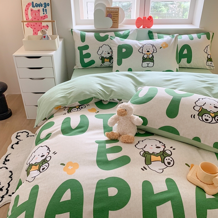 91家纺网 家纺一手货源 找家纺 澳萝拉 2023新款磨毛四件套-卡通系列 小狗日记