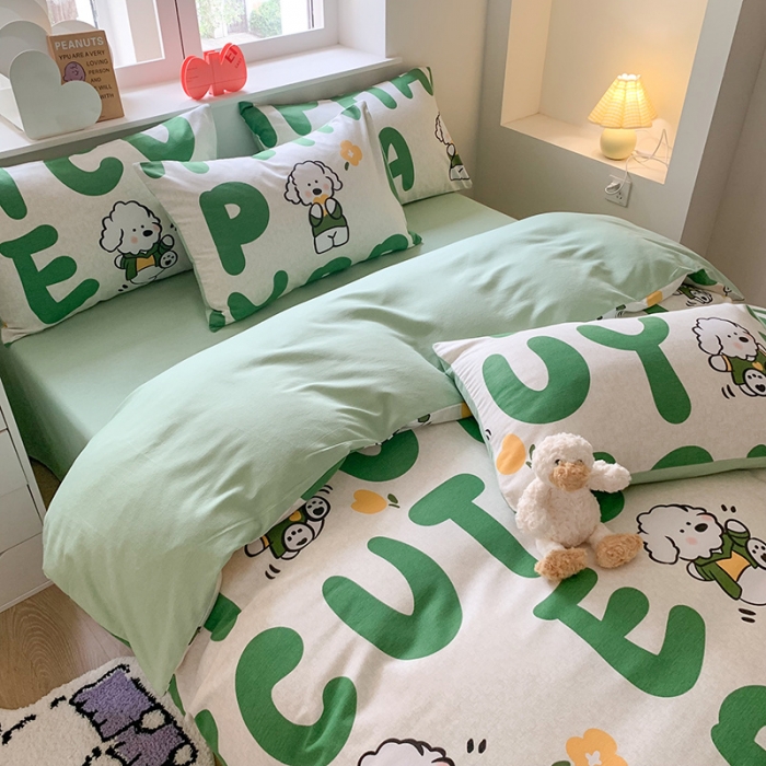 91家纺网 家纺一手货源 找家纺 澳萝拉 2023新款磨毛四件套-卡通系列 小狗日记