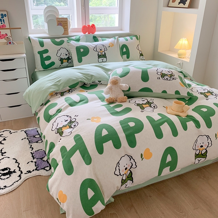 91家纺网 家纺一手货源 找家纺 澳萝拉 2023新款磨毛四件套-卡通系列 小狗日记