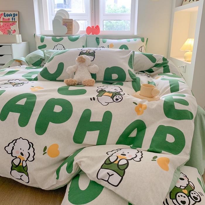 91家纺网 家纺一手货源 找家纺 澳萝拉 2023新款磨毛四件套-卡通系列 小狗日记