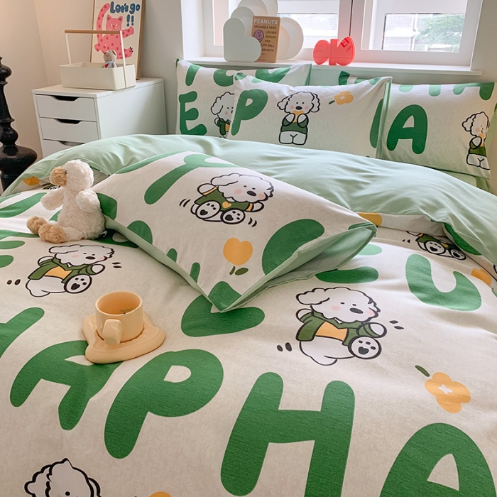 91家纺网 家纺一手货源 找家纺 澳萝拉 2023新款磨毛四件套-卡通系列 小狗日记