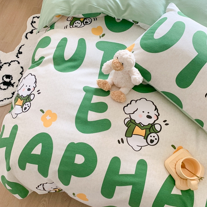 91家纺网 家纺一手货源 找家纺 澳萝拉 2023新款磨毛四件套-卡通系列 小狗日记