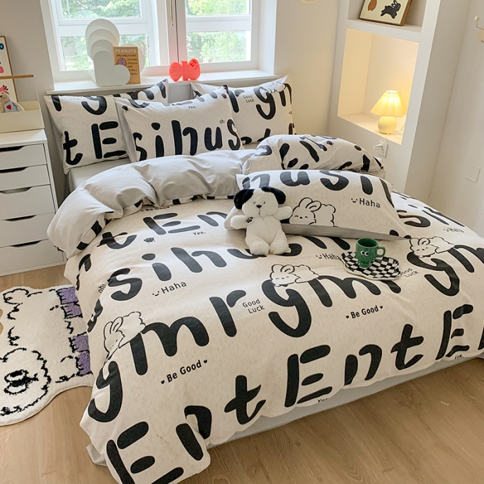 91家纺网 家纺一手货源 找家纺 澳萝拉 2023新款磨毛四件套-卡通系列 小仙兔