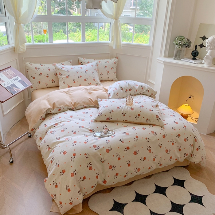 91家纺网 家纺一手货源 找家纺 澳萝拉 2023新款磨毛四件套-花卉系列 花开半夏