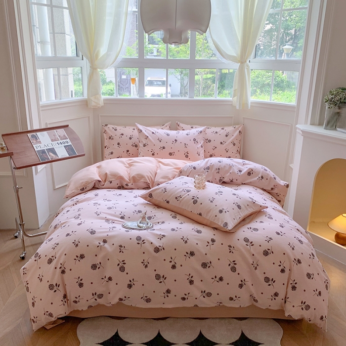 91家纺网 家纺一手货源 找家纺 澳萝拉 2023新款磨毛四件套-花卉系列 玫朵