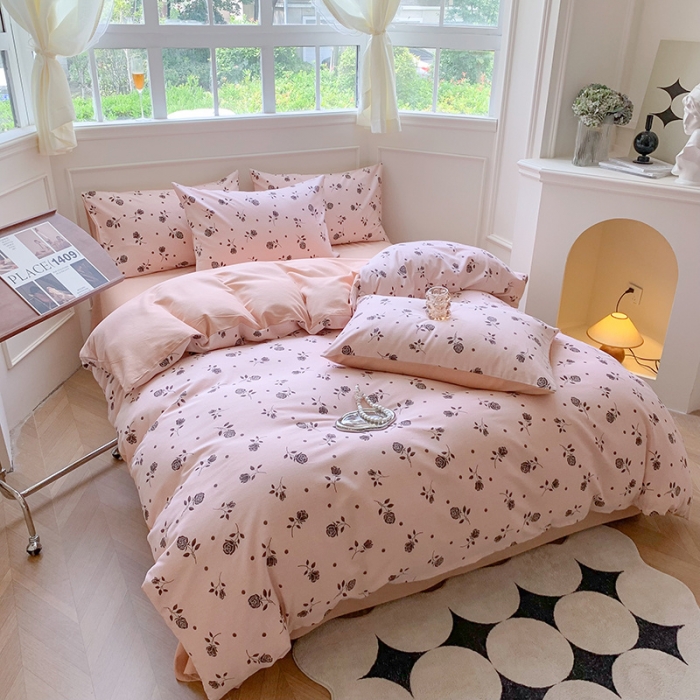 91家纺网 家纺一手货源 找家纺 澳萝拉 2023新款磨毛四件套-花卉系列 玫朵