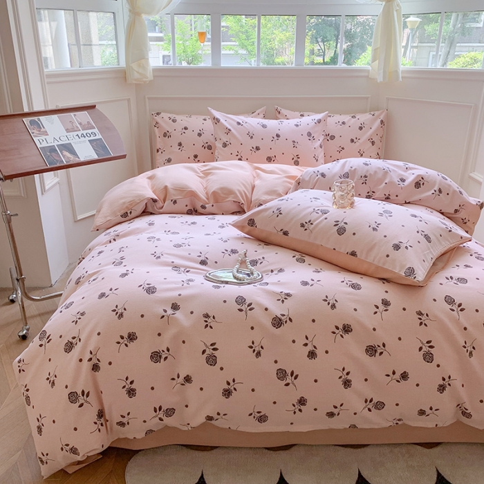 91家纺网 家纺一手货源 找家纺 澳萝拉 2023新款磨毛四件套-花卉系列 玫朵