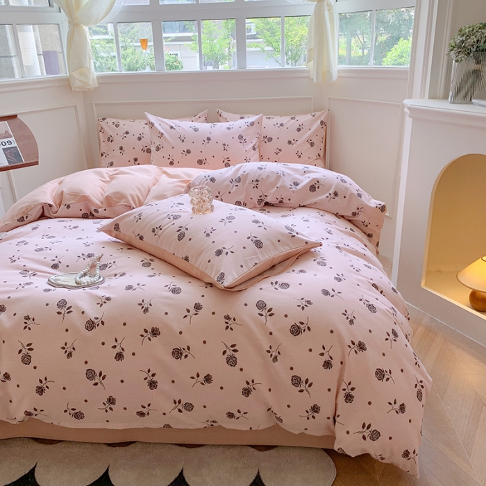 91家纺网 家纺一手货源 找家纺 澳萝拉 2023新款磨毛四件套-花卉系列 玫朵