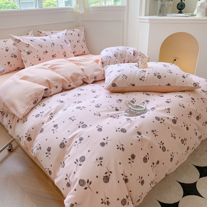 91家纺网 家纺一手货源 找家纺 澳萝拉 2023新款磨毛四件套-花卉系列 玫朵