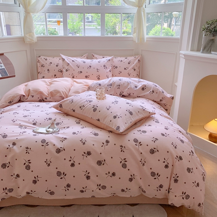 91家纺网 家纺一手货源 找家纺 澳萝拉 2023新款磨毛四件套-花卉系列 玫朵