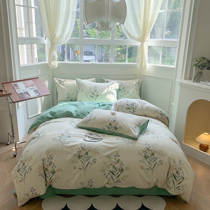 91家纺网 家纺一手货源 找家纺 澳萝拉 2023新款磨毛四件套-花卉系列 仙草