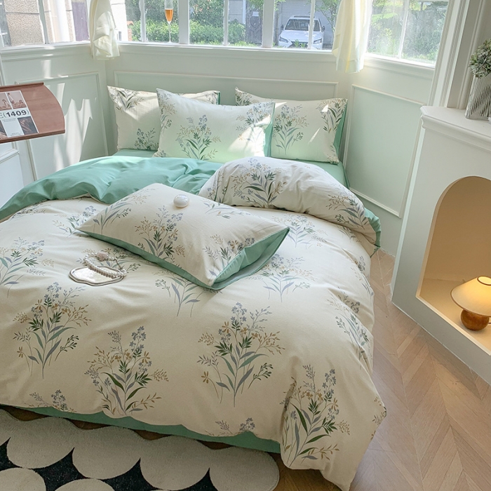 91家纺网 家纺一手货源 找家纺 澳萝拉 2023新款磨毛四件套-花卉系列 仙草