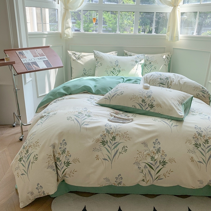 91家纺网 家纺一手货源 找家纺 澳萝拉 2023新款磨毛四件套-花卉系列 仙草