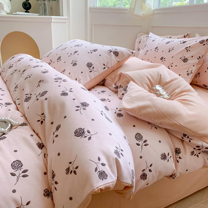 91家纺网 家纺一手货源 找家纺 澳萝拉 2023新款磨毛四件套-花卉系列 玫朵