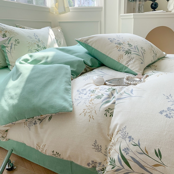 91家纺网 家纺一手货源 找家纺 澳萝拉 2023新款磨毛四件套-花卉系列 仙草