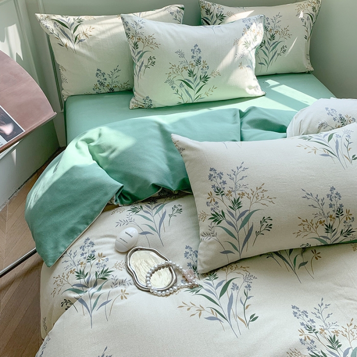 91家纺网 家纺一手货源 找家纺 澳萝拉 2023新款磨毛四件套-花卉系列 仙草