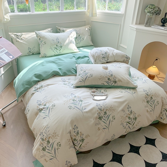 91家纺网 家纺一手货源 找家纺 澳萝拉 2023新款磨毛四件套-花卉系列 仙草