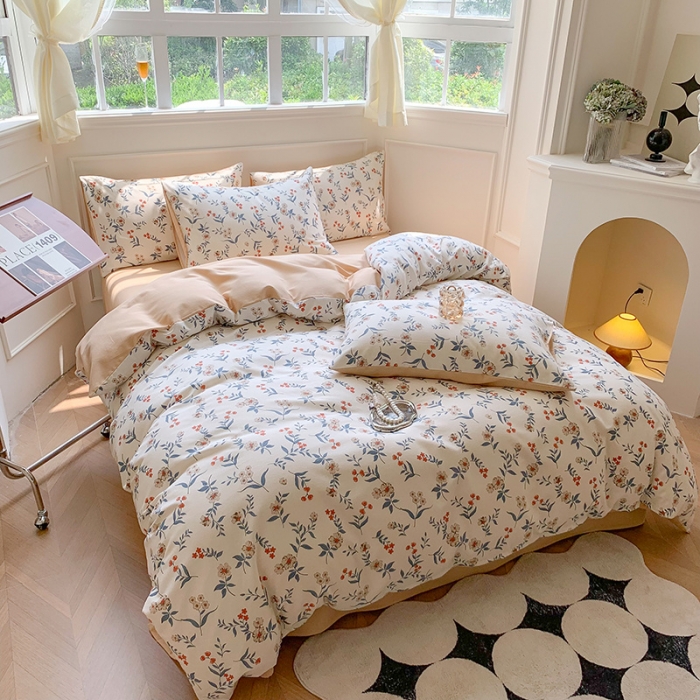 91家纺网 家纺一手货源 找家纺 澳萝拉 2023新款磨毛四件套-花卉系列 心意